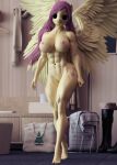  3d_(artwork) abs absurd_res anthro anthrofied big_breasts breasts dashie116 digital_media_(artwork) equid equine featureless_crotch female fluttershy_(mlp) friendship_is_magic hi_res mammal muscular muscular_female my_little_pony nipples nude pegasus solo wings 