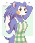  &lt;3 2021 4_fingers animal_crossing anthro apron apron_only blue_body blue_fur breasts clothing eulipotyphlan female fingers fur hedgehog mabel_able mammal mostly_nude nintendo selirum solo video_games 