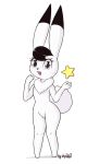  2017 alpha_channel animal_humanoid anthro captain_bokko dsp2003 female hi_res humanoid lagomorph lagomorph_humanoid leporid_humanoid looking_at_viewer mammal mammal_humanoid open_mouth osamu_tezuka rabbit_humanoid signature simple_background solo star the_amazing_3 transparent_background white_body 