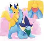  absurd_res anal anal_penetration balls beeb clothing cum_leaking duo eeveelution feral from_behind_position genitals hat headgear headwear hi_res hiroyko hiroyko_art knot male male/male mounting nintendo party_hat penetration pikachu pok&eacute;mon pok&eacute;mon_(species) sex size_difference small_dom_big_sub vaporeon video_games 