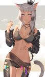  animal_ears bikini_top final_fantasy final_fantasy_xiv miqo&#039;te nekomimi reiji-rj swimsuits tail 