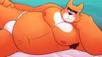  16:9 2021 anthro armpit_hair asian_clothing belly blush body_hair bulge canid canine canis clothing domestic_dog east_asian_clothing fundoshi humanoid_hands japanese_clothing leonthelionel male mammal moobs nipples orange_body overweight overweight_male rorik_(the_human_heart) solo the_human_heart_(game) underwear widescreen 