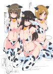  1boy 3girls abenattou animal_ears animal_print bangs bed_sheet bell bell_choker bikini black_choker black_eyes black_hair blunt_bangs blush breasts brown_eyes brown_hair choker cleavage closed_mouth cow_ears cow_print ear_tag eyebrows_visible_through_hair family frown girls_und_panzer gloves half-closed_eyes hand_on_own_chest hand_on_own_thigh head_tilt kneeling large_breasts long_hair looking_at_viewer medium_hair mother_and_daughter multiple_girls navel nishizumi_maho nishizumi_miho nishizumi_shiho nishizumi_tsuneo on_bed parted_lips print_bikini print_gloves print_legwear shading_eyes short_hair siblings sisters sitting skindentation straight_hair swimsuit thigh_gap thighhighs translated white_background white_bikini white_gloves white_legwear 