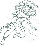  2021 alternate_species anthro atlantis:_the_lost_empire felid female fur furrification hi_res kida_nedakh mammal midriff monochrome pantherine redout solo striped_body striped_fur stripes swimming tiger underwater water 