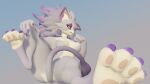  16:9 3d_(artwork) animal_humanoid anthro belladonna_(trials_of_mana) blender_(software) breasts butt cat_humanoid catsockjus claws digital_media_(artwork) felid felid_humanoid feline feline_humanoid female floppy_ears fur hair hi_res humanoid looking_at_viewer mammal mammal_humanoid purple_body purple_fur purple_hair simple_background smug solo solo_focus tail_tuft teasing toe_claws tongue tongue_out trials_of_mana tuft video_games widescreen 