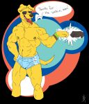  abs anthro biceps bird_dog bojack_horseman buckwulf_(artist) bulge canid canine canis clothed clothing domestic_dog eyewear fist_bump gesture hi_res hunting_dog labrador male mammal mr._peanutbutter muscular muscular_male netflix pecs retriever solo sunglasses tongue tongue_out topless 