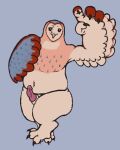  4:5 anthro avian barn_owl beak bird chubby_male claws digitigrade dungeons_and_dragons feathered_wings feathers genitals hasbro hi_res male masked_owl obscenecanary owl owlbear paws penis simple_background solo talons tytonid wings wizards_of_the_coast 