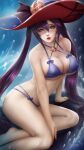  bikini erect_nipples genshin_impact kaze_no_gyouja mona_(genshin_impact) swimsuits witch 