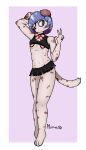  absurd_res anthro blue_eyes blue_hair canid canine canis clothed clothing domestic_dog girly grey_body hair hi_res lingerie male mammal paws promedio raised_arm skimpy solo spots thick_thighs 
