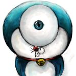  2017 anthro bell blue_body blue_eyes blue_fur collar domestic_cat doraemon doraemon_(character) felid feline felis front_view fur looking_at_viewer machine male mammal mt_tg red_collar red_nose robot shaded simple_background solo standing whiskers white_background white_body white_fur 
