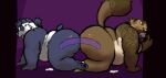 2021 anthro belly big_butt black_body black_fur blush bodily_fluids brown_body brown_fur butt cocoronut cum cum_on_ground dildo double_dildo duo eyes_closed fur genital_fluids giant_panda gyobu hi_res male mammal mav_(deadly_kiten) overweight overweight_male sex_toy tokyo_afterschool_summoners tongue tongue_out ursid video_games white_body white_fur 