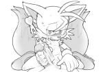  anthro balls blush bodily_fluids canid canine cum duo fox frottage genital_fluids genitals handjob is_(artist) male male/male mammal miles_prower monochrome nipples penile sex sonic_the_hedgehog_(series) 