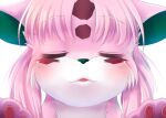  absurd_res domestic_cat eyes_closed felid feline felis female hair hi_res kisses mammal pink_body pink_hair pokeshima solo 