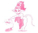  convenient_censorship female goblin hair_up hi_res humanoid nude peewee phone_call pinup_pose sketch solo towel towel_only wet wet_body whatsalewd 
