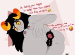  anus aradia_megido bodily_fluids butt dialogue english_text female genitals hairy hairy_anus hairy_ass hairy_pussy homestuck humiliation ms_paint_adventures presenting pubes pussy small_penis_humiliation sph sweat sweaty_butt text webcomic yumyumyeen 