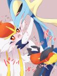  &lt;3 2021 3:4 4rurui 5_fingers after_kiss anthro anthro_on_anthro blush bodily_fluids cinderace duo fangs female fingers fur gigantamax_cinderace gigantamax_inteleon gigantamax_pok&eacute;mon hi_res inteleon lagomorph long_ears male male/female mammal nintendo open_mouth pok&eacute;mon pok&eacute;mon_(species) reptile saliva saliva_on_tongue scalie simple_background tongue video_games white_body white_fur 