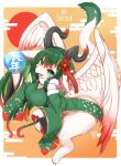 anthro big_breasts blush breasts clothed clothing cute_fangs dragon female fur hair hi_res horn horokusa0519 looking_at_viewer new_year_2024 smile solo white_body wings