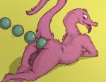  anal_beads anal_beads_in_ass animate_inanimate anthro anthrofied backsack balls biped fur genitals male mammal pink_body pink_fur scruffythedeer sex_toy solo tongue tongue_out worm_on_a_string 
