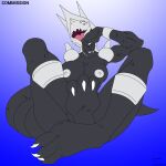 absurd_res aggron anthro armor big_butt butt claws feet female foot_fetish foot_focus generation_3_pokemon harpseal hi_res looking_at_viewer nintendo pokemon pokemon_(species) shy smile soles tail thick_thighs wide_hips