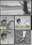 2024 absurd_res anthro beauchamp_(halcyon) bodily_fluids clothed clothing comic detailed_background dialogue digital_media_(artwork) dream duo english_text forest fur greyscale hair halcyon_(series) herba_(halcyon) hi_res lagomorph lake leporid lost_andsafe male mammal monochrome mouse murid murine open_mouth plant rabbit restricted_palette rodent simple_background speech_bubble sweat text tree white_body white_fur