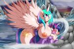 3:2 anthro areola big_breasts blush breasts cutie_mark digital_media_(artwork) duo equid equine feathered_wings feathers female female/female fingers friendship_is_magic hasbro hi_res horn hot_spring huge_breasts larger_female mammal my_little_pony nipples nude onsen outside partially_submerged princess_celestia_(mlp) rock size_difference smaller_female suirano twilight_sparkle_(mlp) water wet wet_body winged_unicorn wings 