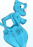 anthro anus blue_body cartoon_network domestic_cat felid feline felis female genitals hi_res looking_back mammal newguy1091 nicole_watterson pussy rear_view solo spread_anus spreading tail the_amazing_world_of_gumball