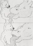 anthro blush bodily_fluids drooling duo eye_contact feral giraffe giraffid hand_on_tongue hgythshs hi_res hyena licking lips looking_at_another male male/male mammal mawplay on_tongue oral_vore prehensile_tongue saliva size_difference sketch soft_vore spotted_hyena tongue tongue_out tongue_wrap tongueplay vore