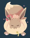  :3 closed_eyes closed_mouth commentary_request eevee full_body gen_1_pokemon gigantamax gigantamax_eevee green_background heart paws pikachu pokemon pokemon_(creature) ritomochi smile toes 