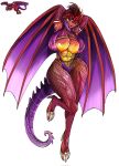  abs artist_name ass breasts cleavage colored_skin dragon dragon_girl dragon_tail dragon_wings dress fishnet_pantyhose fishnets highres huge_ass huge_breasts leotard monster_girl pantyhose personification purple_leotard purple_tail purple_wings red_hair red_skin red_sleeves red_wings scales simple_background sprite tail terraria thick_thighs thighs tntheaven white_background wings 