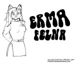albedo_anthropomorphics anthro belt black_and_white breasts cc-by-nc character_name clothed clothing creative_commons domestic_cat erma_felna erma_felna:_edf eyebrows eyelashes felid feline felis female hair hands_behind_back hi_res inner_ear_fluff mammal medium_breasts monochrome pr0nin simple_background snout standing suit text three-quarter_view tuft uniform unimpressed url white_background
