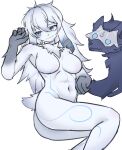 2024 4_fingers :3 ambiguous_gender anthro big_breasts biped blue_body blue_eyes blue_fur blue_markings bovid breasts butt canid canine canis caprine chest_tuft colored digital_media_(artwork) dipstick_ears duo eyelashes featureless_breasts female fingers floppy_ears fur gloves_(marking) grey_body grey_ears grey_fur hair hi_res humanoid_hands kemono kindred_(lol) lamb_(lol) league_of_legends leg_markings long_hair looking_at_viewer lop_ears mammal markings mask monotone_body monotone_fur monotone_hair monotone_tail multicolored_body multicolored_ears multicolored_fur n2ao navel nude portrait pupils purple_body purple_ears purple_fur riot_games scut_tail shaded sheep short_tail side_view simple_background sitting slit_pupils tail three-quarter_portrait tuft white_background white_body white_ears white_fur white_hair white_tail wolf wolf_(lol)