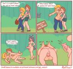 4_panel_comic animal_humanoid anus balls blonde_hair breasts brown_hair butt canid canid_humanoid canine canine_humanoid clothing crop_top dialogue dot_eyes english_text erection eyes_closed forest forest_background from_front_position fur genitals grey_body grey_fur grey_hair group gynomorph hair herm herm/male herm_penetrated hi_res human human_on_human human_penetrated human_penetrating human_penetrating_human humanoid humanoid_genitalia humanoid_penis humanoid_pussy imminent_threesome intersex intersex/male intersex_penetrated intraspecies jean lying male male_penetrating male_penetrating_herm male_penetrating_intersex mammal mammal_humanoid missionary_position nature nature_background nude on_back open_mouth open_smile outdoor_nudity outdoor_sex penetration penis plant pussy red7cat sex shirt smile speech_bubble text topwear tree trio vaginal vaginal_penetration wide_eyed wolf_humanoid
