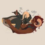 &lt;3 1:1 anthro blush breasts cherirumiko cuddling dragon duo embrace female hi_res horn horned_humanoid hug humanoid looking_at_another looking_at_partner male male/female nipples romantic romantic_couple satyr sleeping smile upper_body
