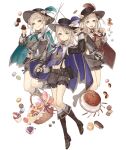  3girls :q animal_ears blonde_hair bloomers blue_eyes blue_little_pig_(sinoalice) bundt_cake cake cake_slice candy checkerboard_cookie chocolate cookie cream_puff cupcake doughnut food green_little_pig_(sinoalice) holding holding_food holding_polearm holding_weapon lollipop macaron midriff multiple_girls official_art orangette pig_ears pig_girl polearm puffy_shorts red_little_pig_(sinoalice) shorts siblings sinoalice sisters swirl_lollipop thumbprint_cookie tongue tongue_out weapon 