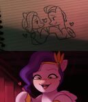&lt;3 absurd_res blush comic drawing_in_a_drawing equid equine female hasbro hi_res holding_hooves hooves jazz_hooves_(mlp) male mammal marenlicious mlp_g5 my_little_pony notebook pegasus pen pipp_petals_(mlp) rocky_riff_(mlp) smile wings