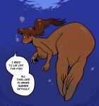 absurd_res anthro big_breasts breasts brown_body brown_fur brown_hair dialogue female flippers fur hair hhhyyyiii hi_res mammal marine nude pinniped ponytail sea_lion selkie solo speech_bubble underwater water