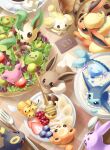  :3 :d :o ^_^ absurdres almond antennae black_eyes blueberry bowl bright_pupils business_card cherry_tomato closed_eyes closed_mouth combee commentary crescent eevee english_commentary espeon fidough flareon food forehead_jewel fork fruit happy highres holding honey honey_dipper hoppip in_food leafeon lettuce licking_lips milcery mouth_hold no_humans o_o open_mouth partially_submerged plaid plate pokemon pokemon_(creature) purple_eyes raspberry red_eyes salad sasabunecafe smile smoliv snivy spoon strawberry strawberry_slice sugar_cube teddiursa tomato tongue tongue_out umbreon v-shaped_eyebrows vaporeon wavy_mouth white_eyes white_pupils wooper yellow_eyes yogurt 