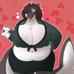 1:1 absurd_res ampersand_ad anthro belly big_belly big_breasts blep breasts cetacean dolphin female heart_symbol hi_res huge_belly huge_breasts mammal marine nipple_outline oceanic_dolphin orca solo tongue tongue_out toothed_whale