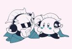 armor blush_stickers cape cosplay gloves kirby kirby_(series) looking_at_another mask meta_knight meta_knight_(cosplay) ni_re no_humans pauldrons shoulder_armor solid_oval_eyes 
