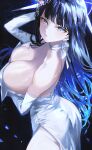  1girl alternate_breast_size blue_archive blue_halo breasts choker dress egoswans elbow_gloves gloves halo highres large_breasts official_alternate_costume saori_(blue_archive) saori_(dress)_(blue_archive) solo strapless strapless_dress white_choker white_dress white_gloves 