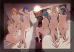  6+girls all_fours alp arm_support ass bangs bed between_legs blonde_hair blue_eyes breasts brown_eyes brown_hair character_request collarbone crossed_legs grin hair_between_eyes hair_rings lamp large_breasts legs looking_at_viewer looking_back love_live! love_live!_sunshine!! lying matsuura_kanan multiple_girls naked_towel nude ohara_mari on_back on_bed on_side open_mouth orange_hair pillow ponytail purple_eyes purple_hair reclining red_eyes short_hair side_bun sidelocks sitting smile soles stream takami_chika toes towel tsushima_yoshiko v_arms viewfinder watanabe_you wet yellow_eyes 