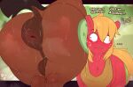 absurd_res anus balls big_anus big_butt big_macintosh_(mlp) blonde_hair blonde_mane bodily_fluids brown_body brown_fur brown_hair brown_mane brown_tail butt butt_squish dialogue duo earth_pony equid equine face_on_butt face_squish feral freckled_butt freckles freckles_on_face friendship_is_magic fur genitals hair hasbro hi_res horse male male/male mammal mane my_little_pony perineum pony pony_dreaming puffy_anus raised_tail rear_view red_body red_fur size_difference squish standing sweat sweatdrop sweaty_balls sweaty_butt sweaty_genitalia sweaty_legs sweaty_thighs tail teasing teasing_with_butt text troubleshoes_(mlp) wide_eyed wide_hips yellow_tail