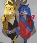 absurd_res anthro blush canid canine cheetah clothed clothing dress duo felid feline female first_person_view fox hi_res hybrid kat_phoenix magayser mammal pantherine prosthetic prosthetic_limb shadow sydea tiger