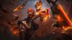  absurdres artist_request claw_(weapon) claws copyright_request crystal_tail dress evelynn_(league_of_legends) eyeshadow flower high_noon_(league_of_legends) high_noon_evelynn_(league_of_legends) highres lashers league_of_legends makeup rose thighhighs tinted_eyewear weapon white_hair 