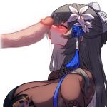  1girl artist_request azur_lane bare_back black_dress blue_ribbon blush breasts censored china_dress chinese_clothes cleavage commission disembodied_penis dress embarrassed erection flower grey_hair hair_flower hair_ornament hetero highres large_breasts large_penis licking long_hair looking_at_penis mosaic_censoring official_alternate_costume penis penis_awe penis_on_face pixiv_commission red_eyes ribbon rikuguma saint-louis_(alluring_administrator)_(azur_lane) saint-louis_(azur_lane) see-through see-through_cleavage see-through_shirt smelling smelling_penis steam tongue tongue_out white_flower 