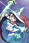  1girl brown_hair cape clothing_cutout cosplay hat kagari_atsuko little_witch_academia long_hair navel navel_cutout open_mouth red_eyes shiny_chariot shiny_chariot_(cosplay) shiny_rod_(little_witch_academia) smile tag tagme uganda_(ugandam_00) witch witch_hat 