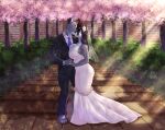  absurd_res anthro big_breasts black_hair breasts cleavage clothed clothing dress female hair hi_res kissing ladysgusting larger_male male male/female mammal size_difference smaller_female wedding wedding_dress 