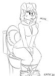 anthro bottomless bottomless_female bottomwear bottomwear_down briefs canid canine clothed clothing female hoodie mammal notmypornaccount on_toilet partially_clothed relieved solo toilet toilet_use topwear underwear underwear_down