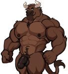 abs absurd_res anthro areola balls biceps biped body_hair bovid bovine brown_body brown_fur cattle chest_hair chest_tuft darknaigart flaccid foreskin fur genitals happy_trail hi_res horn humanoid_genitalia humanoid_penis male mammal muscular muscular_anthro muscular_male nipples pecs penis pubes smile solo tail tail_tuft tuft vein veiny_penis