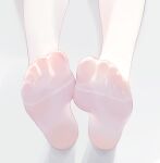  1girl commentary feet feet_only foot_focus grey_background highres lower_body no_shoes original saw272 simple_background soles solo symbol-only_commentary thighhighs toes white_thighhighs 